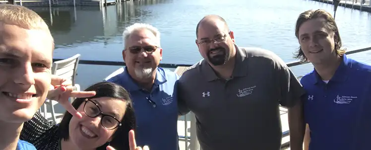 team fun picture, close up on faces