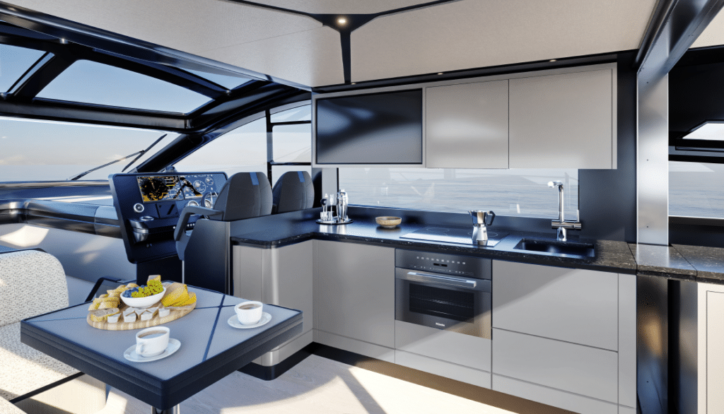 a look into the all new Sunseeker 55 predator galley