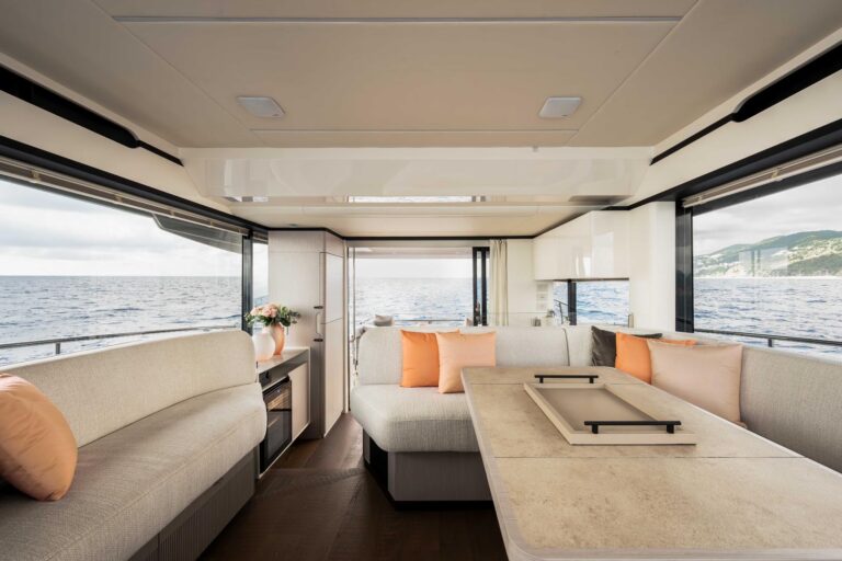 interior salon looking aft towards the cockpit area - navetta 50