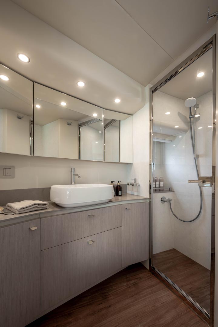 main cabin shower stall and sink in navetta 50