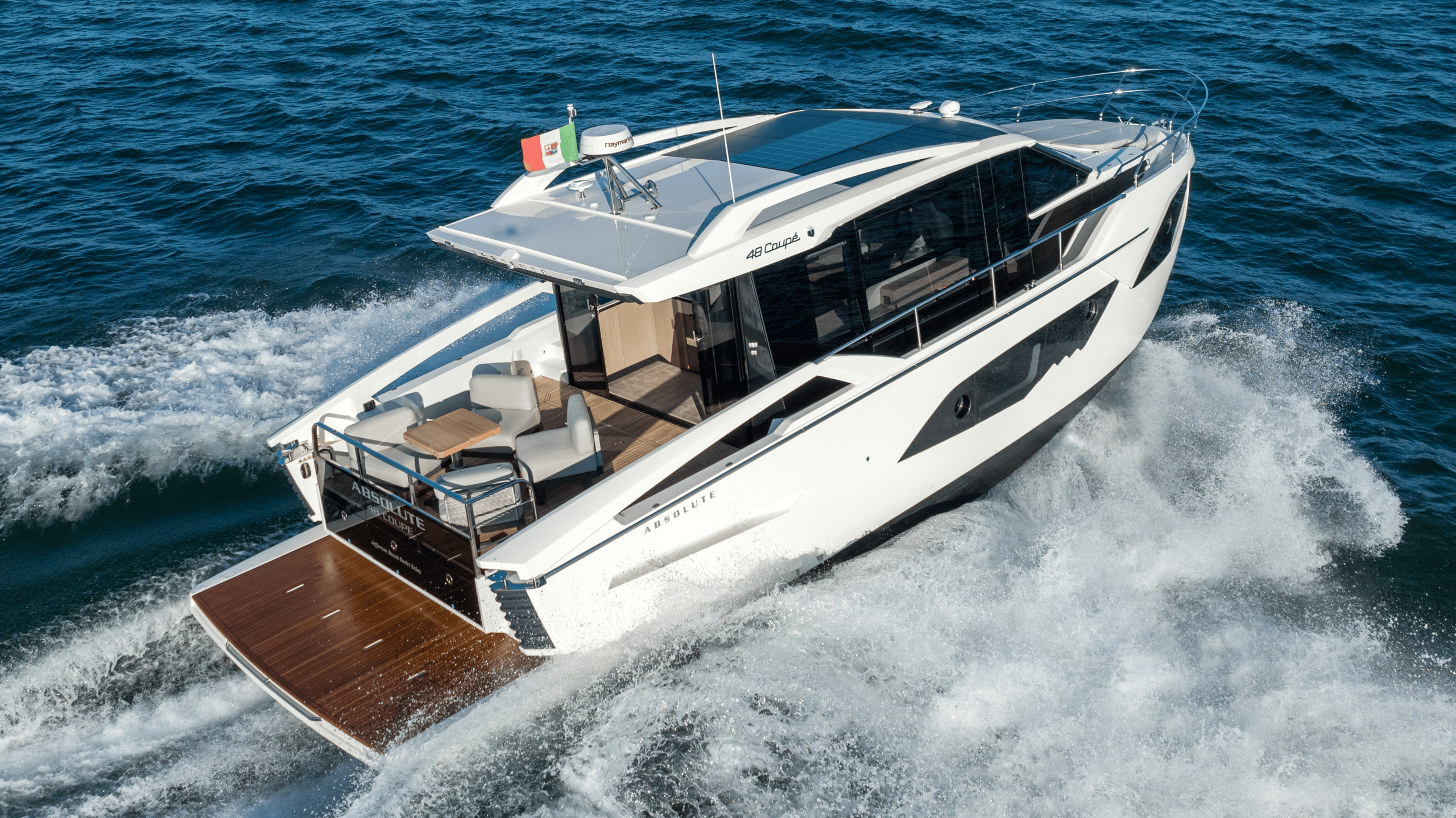 absolute yachts 48 coupe cruising at full speed